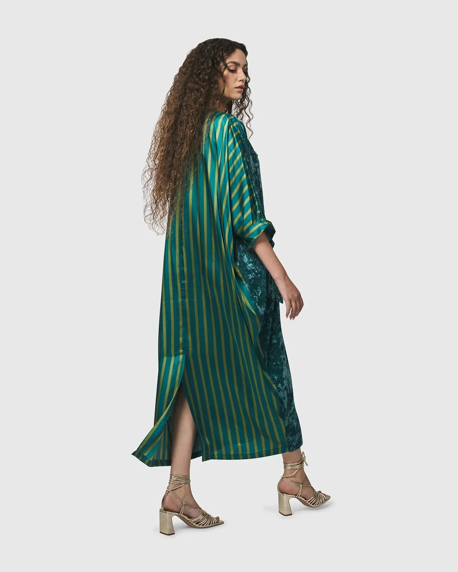 Arabella Velvet Muumuu Dress, Turquoise