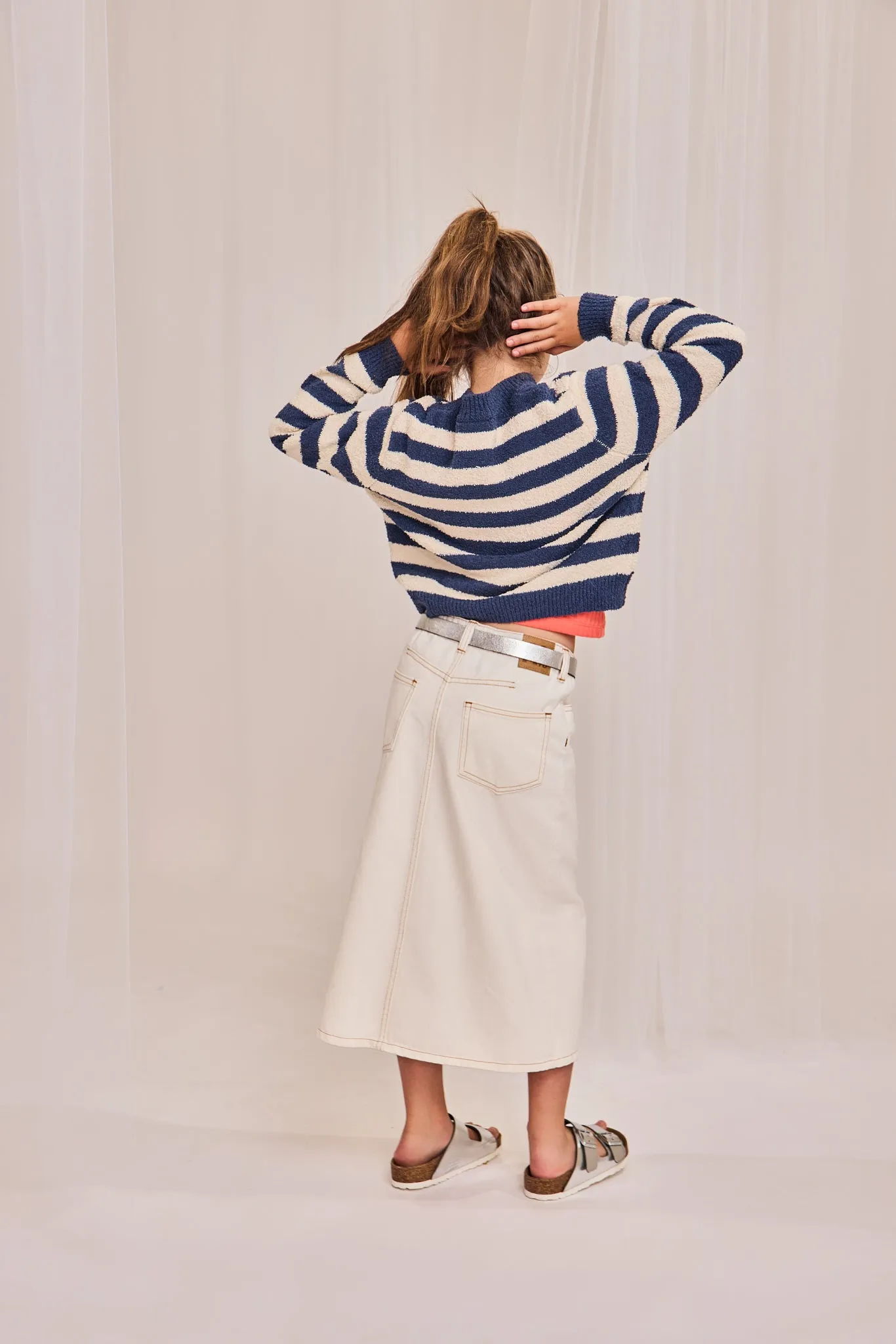 chock striped c-neck