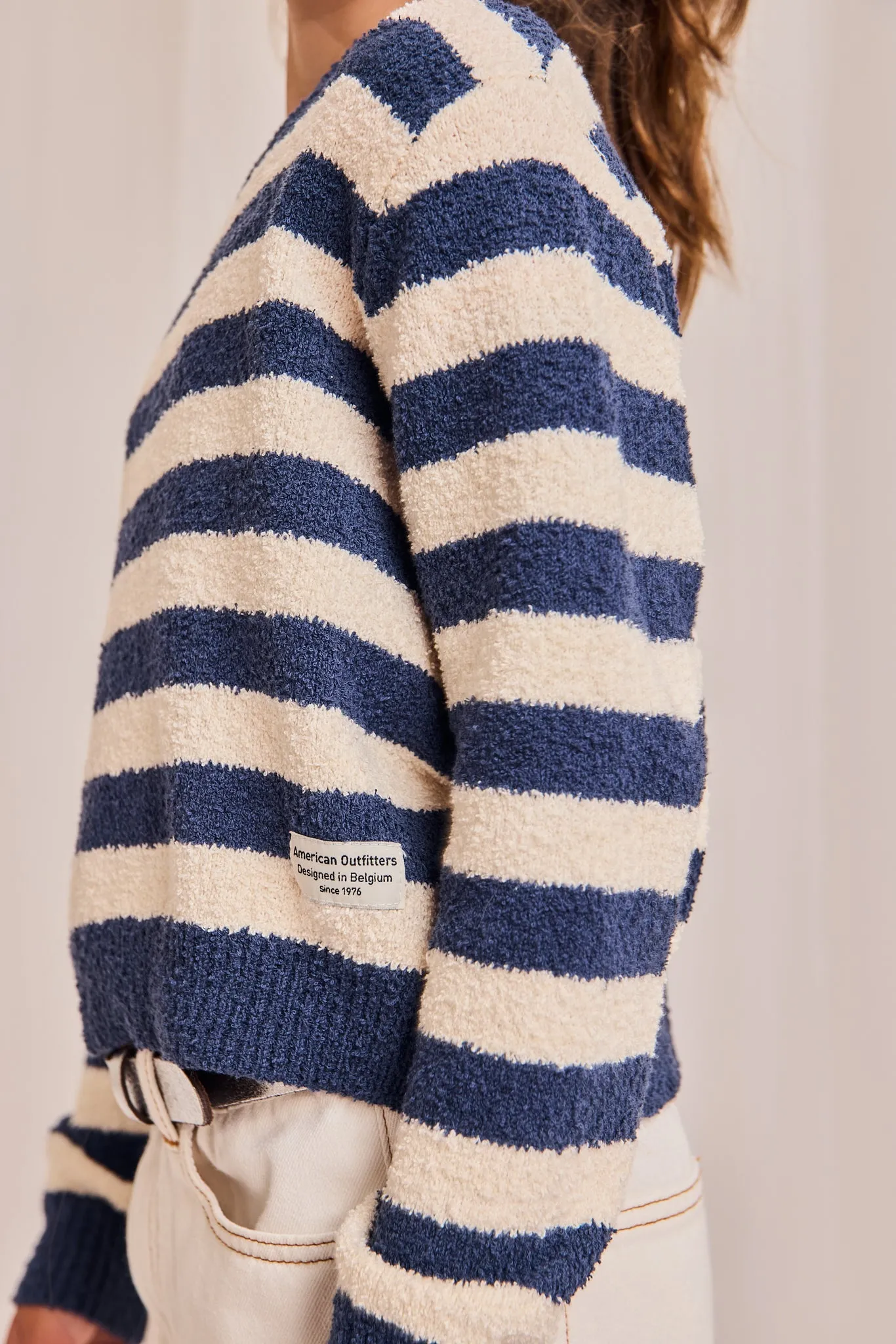 chock striped c-neck