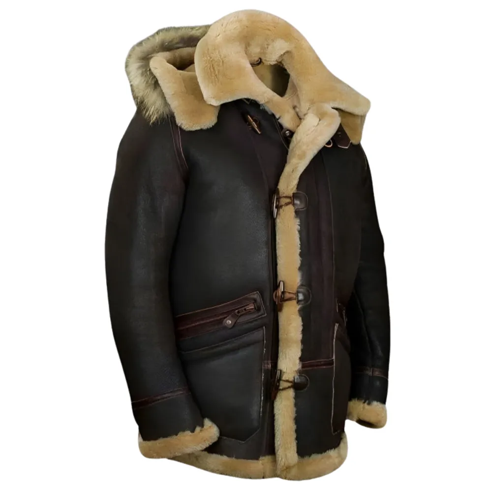 Edvard  | Classic Leather Shearling Hooded Jacket