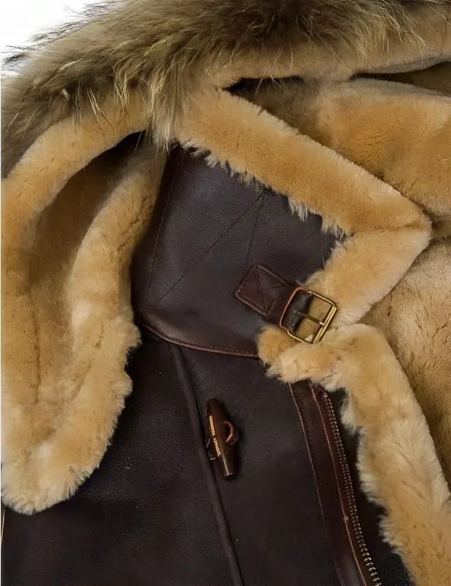 Edvard  | Classic Leather Shearling Hooded Jacket