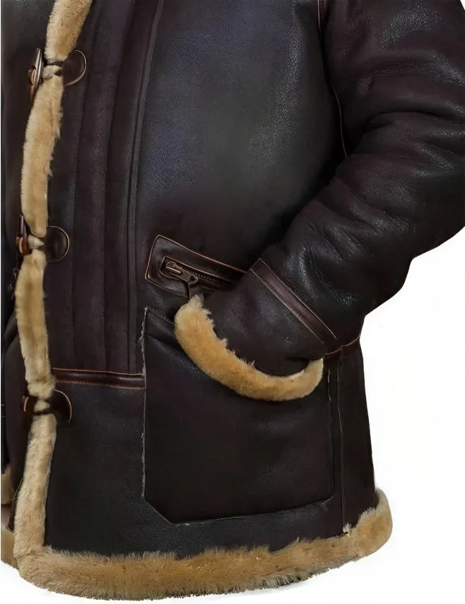 Edvard  | Classic Leather Shearling Hooded Jacket