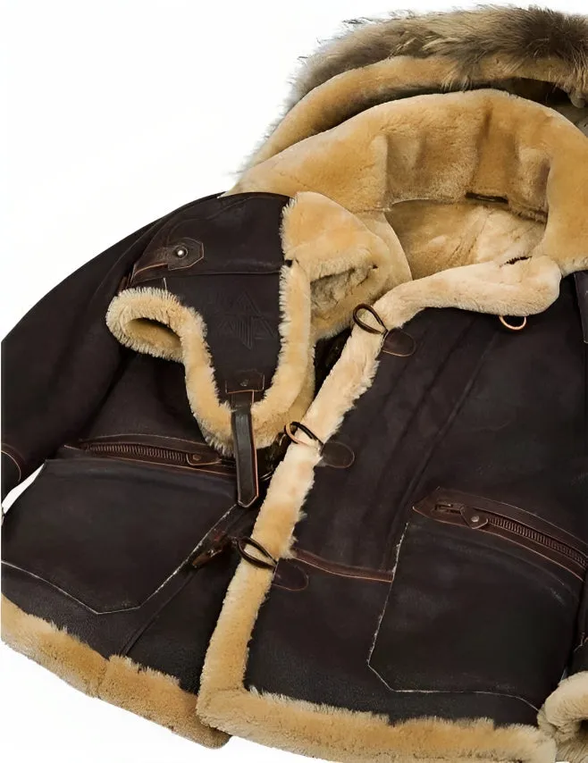 Edvard  | Classic Leather Shearling Hooded Jacket