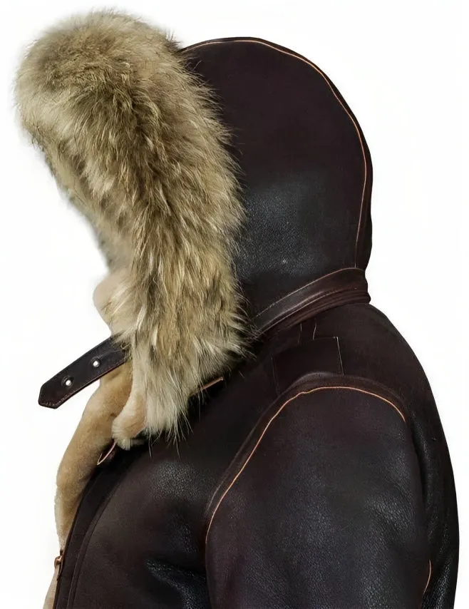 Edvard  | Classic Leather Shearling Hooded Jacket