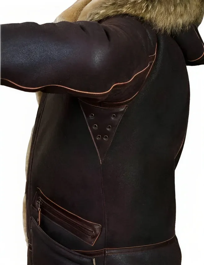 Edvard  | Classic Leather Shearling Hooded Jacket