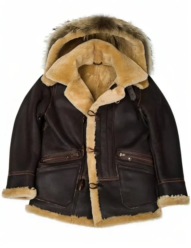 Edvard  | Classic Leather Shearling Hooded Jacket