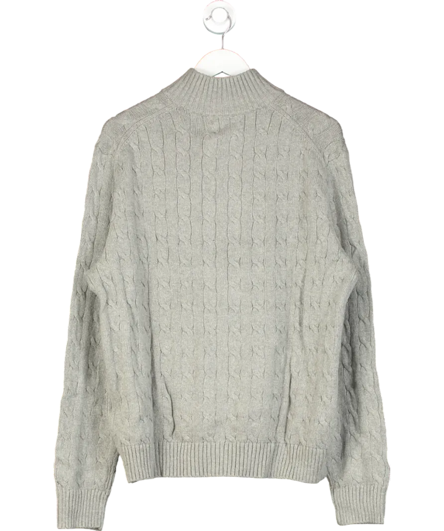Polo Ralph Lauren Grey Cable-knit Cotton Quarter-zip Jumper In Original Gift Box UK XL