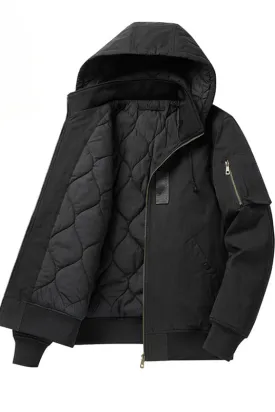 Quilted Lining Insulated Hooded Canvas Jacket