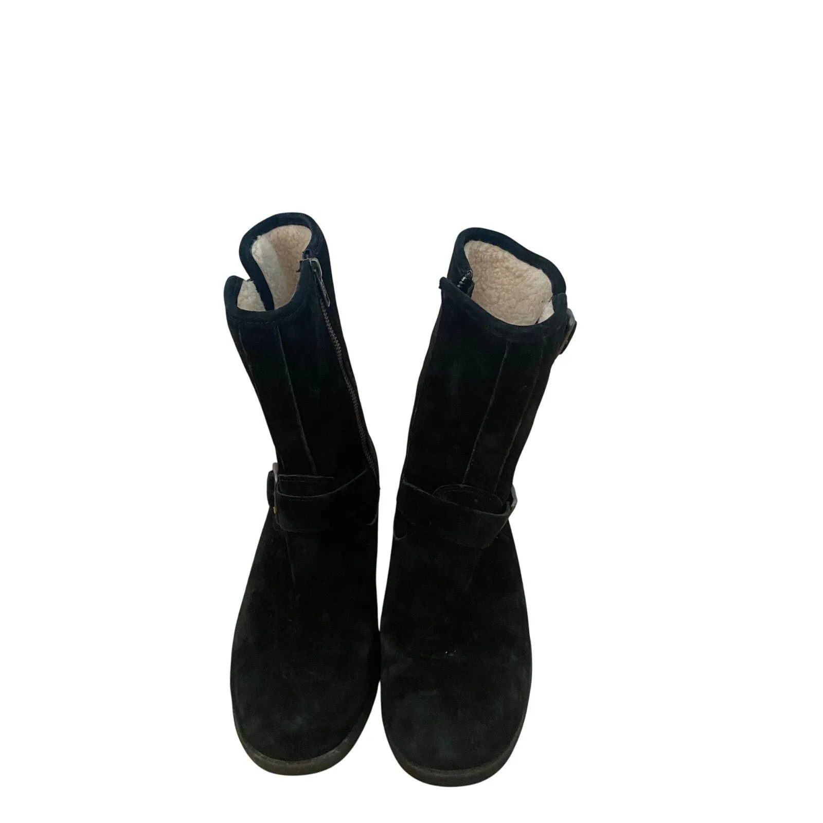 Ugg Chaney Black Suede Shearling Lined Boots Size 8