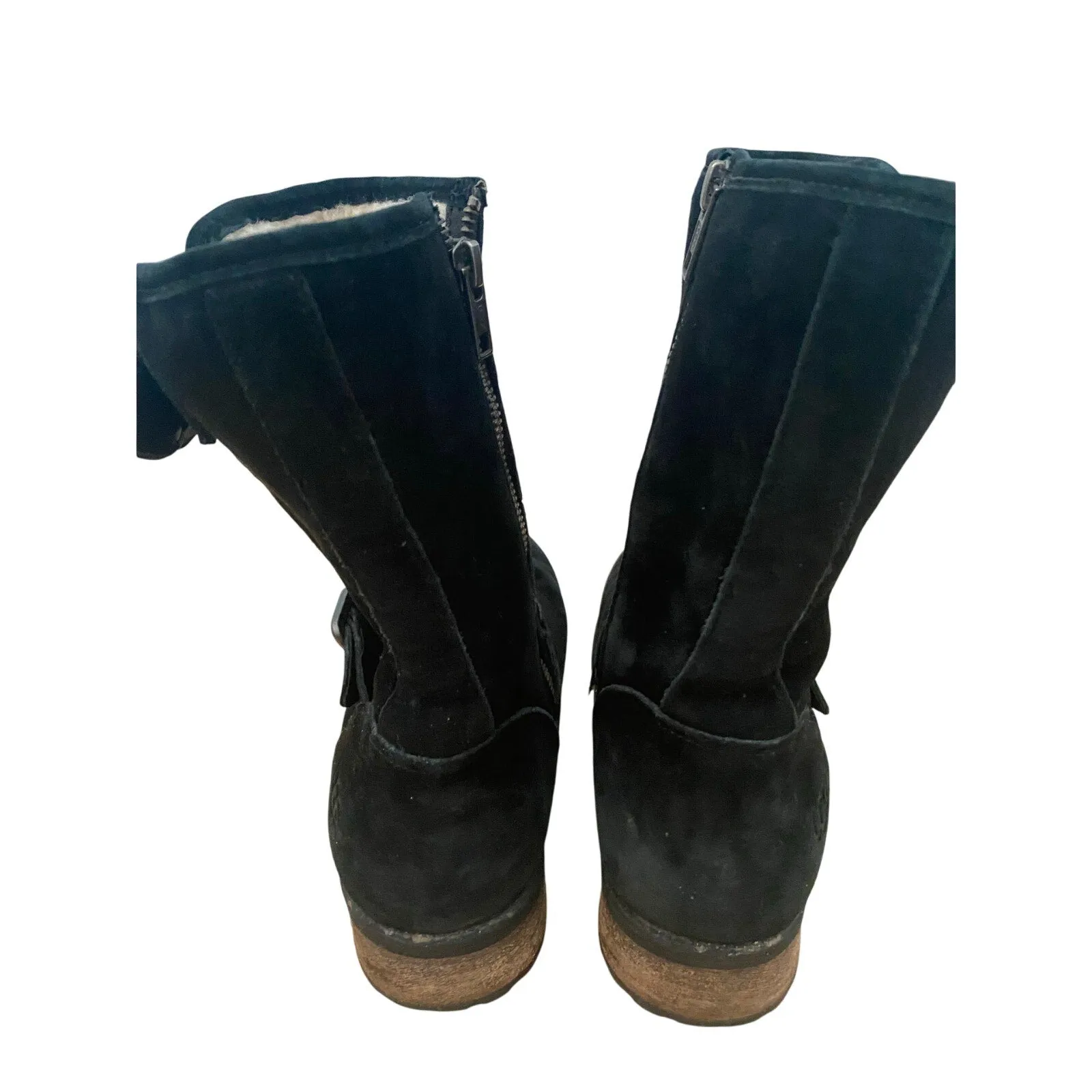 Ugg Chaney Black Suede Shearling Lined Boots Size 8