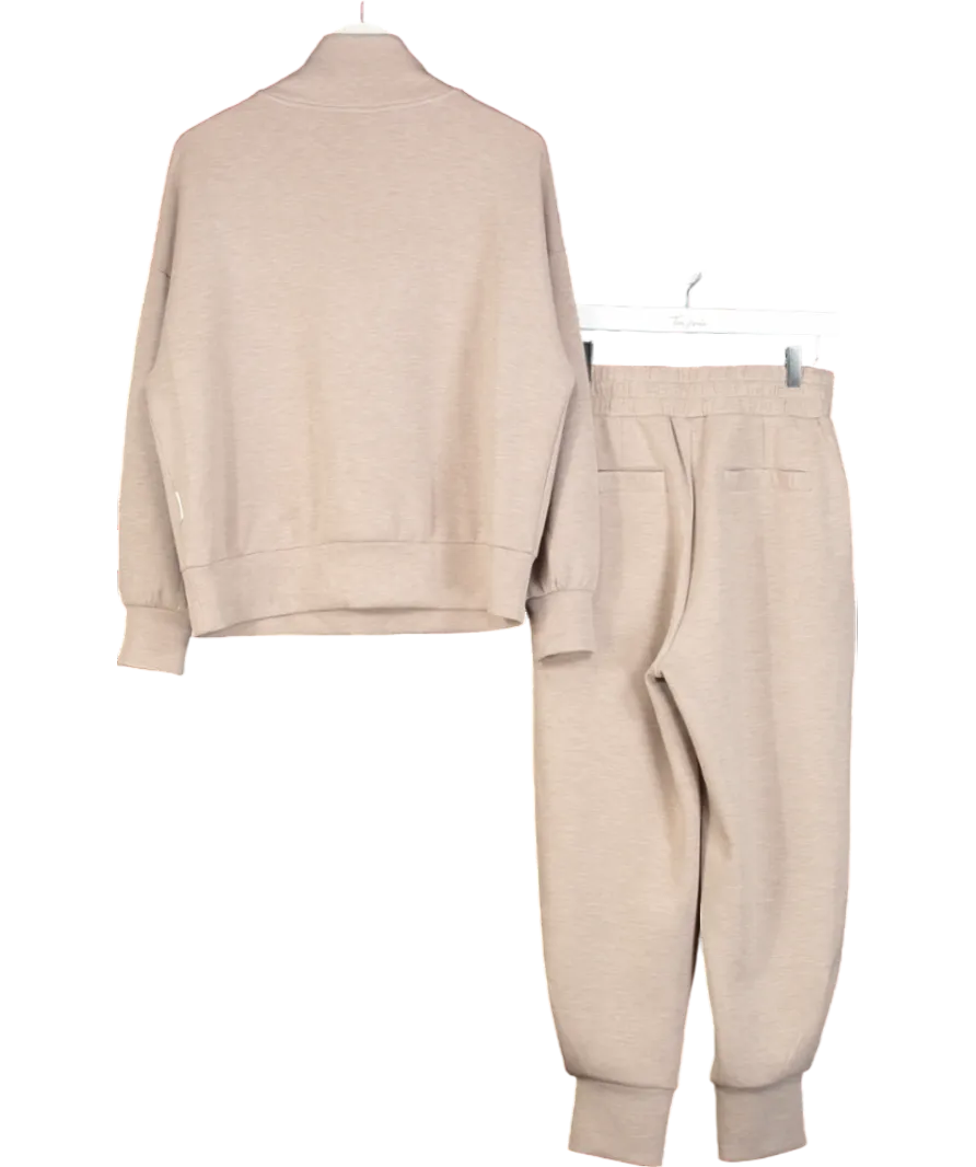 Varley Beige Doublsoft  2-piece Hawley Half Zip Sweater And Joggers set UK S