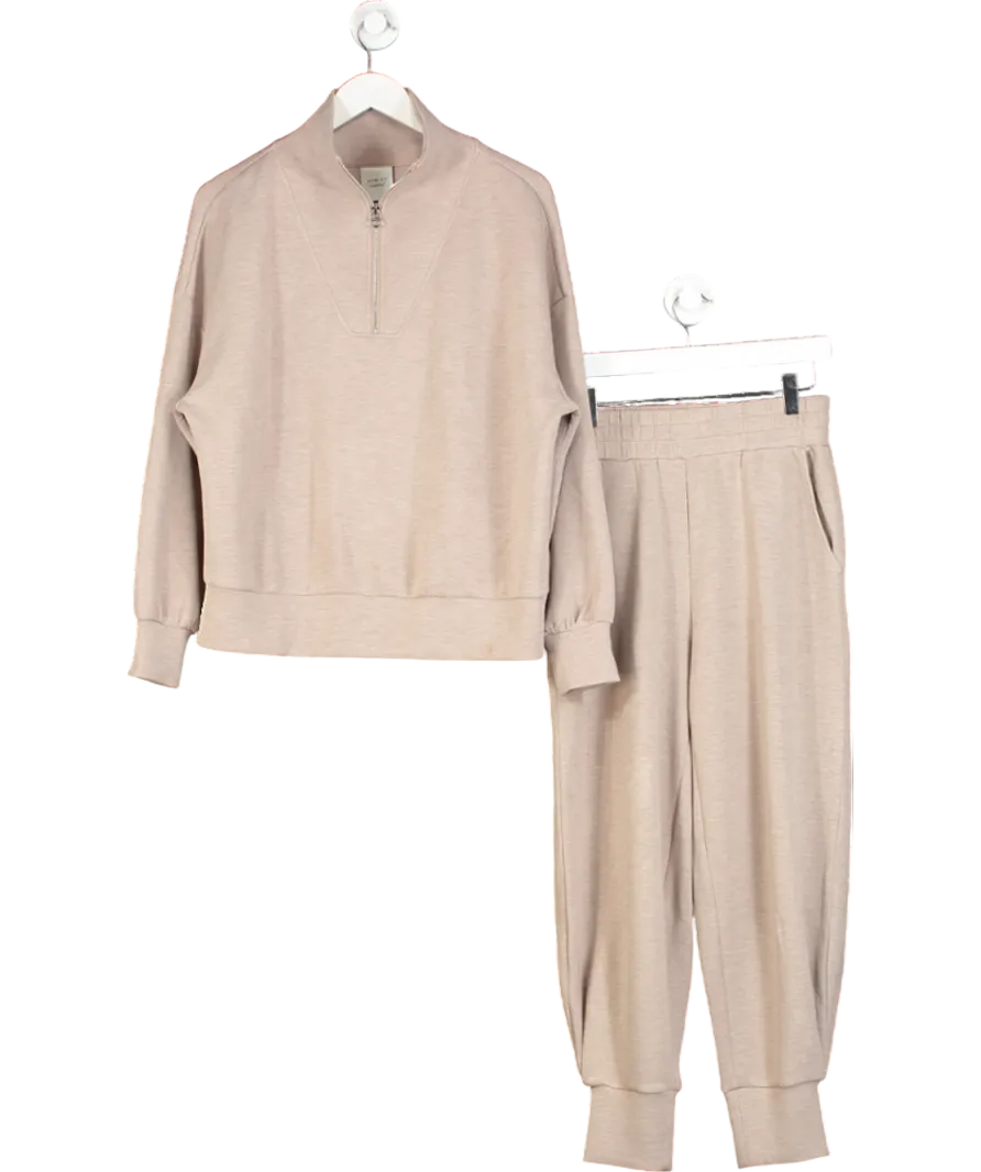 Varley Beige Doublsoft  2-piece Hawley Half Zip Sweater And Joggers set UK S