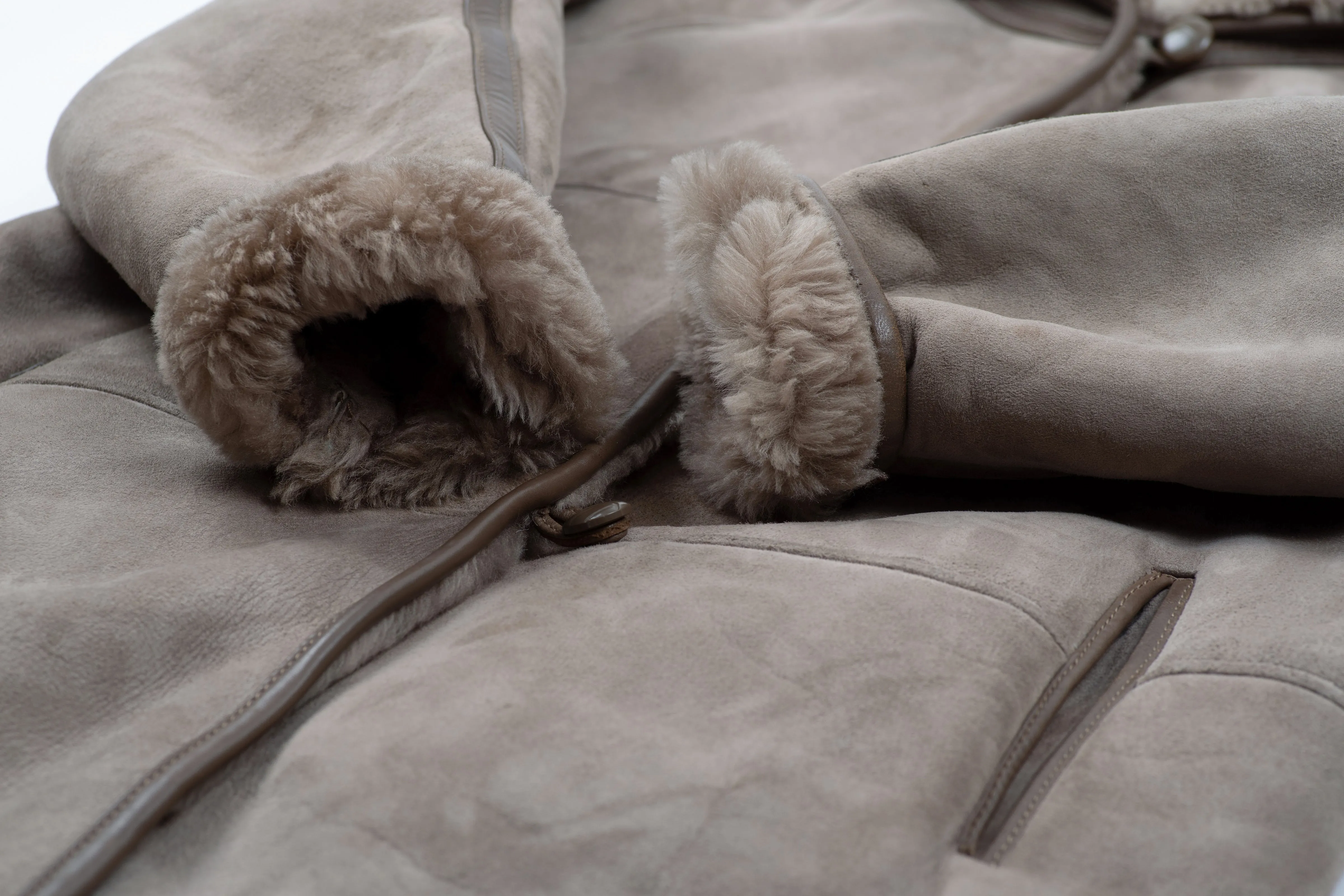 Women's Light Brown Sheepskin Shearling Coat, Size M