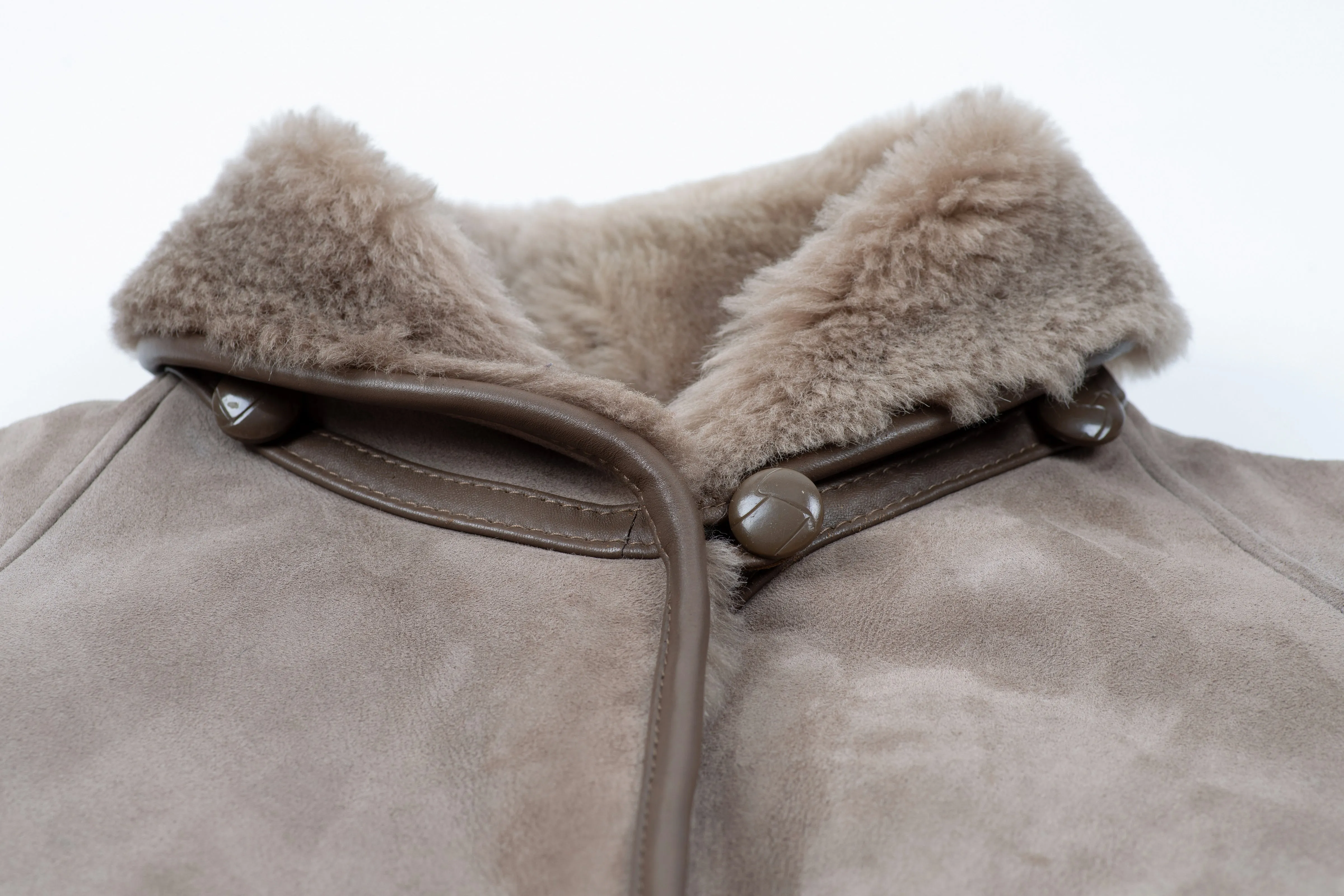 Women's Light Brown Sheepskin Shearling Coat, Size M