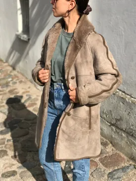 Women's Light Brown Sheepskin Shearling Coat, Size M